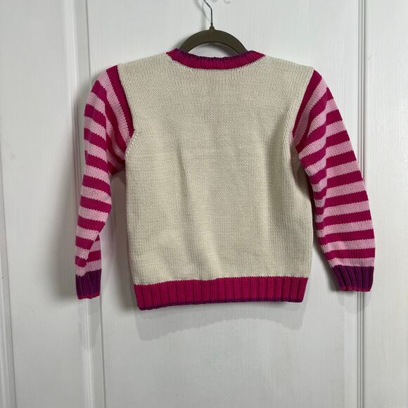 Hanna Andersson Gingerbread House Knit Sweater Stripe Sleeves Girl's Size 130 - Picture 7 of 8